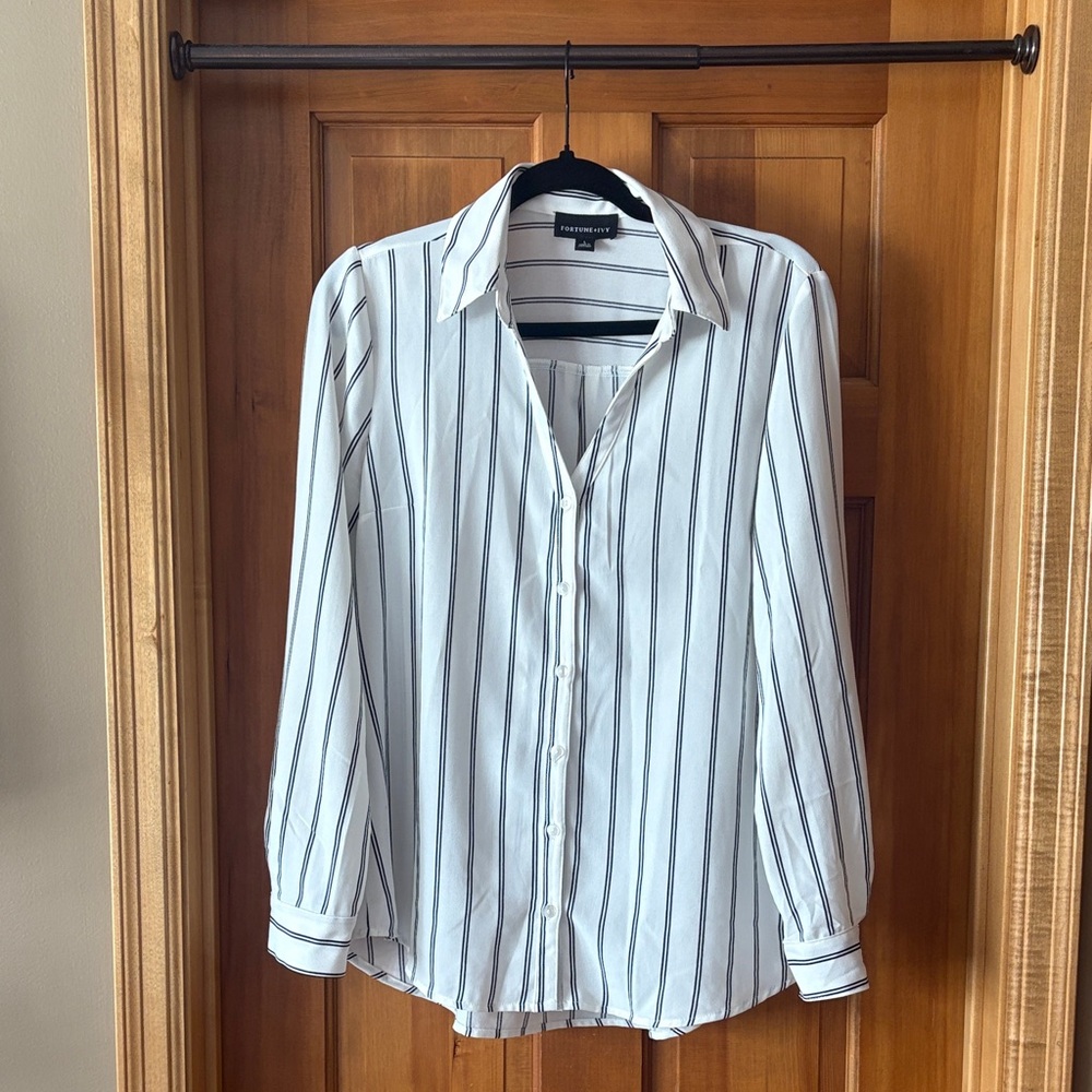 Women's Striped Button-Up Blouse